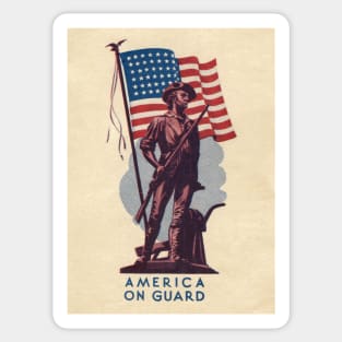 1942 US WAR SAVINGS BONDS AMERICA ON GUARD Sticker